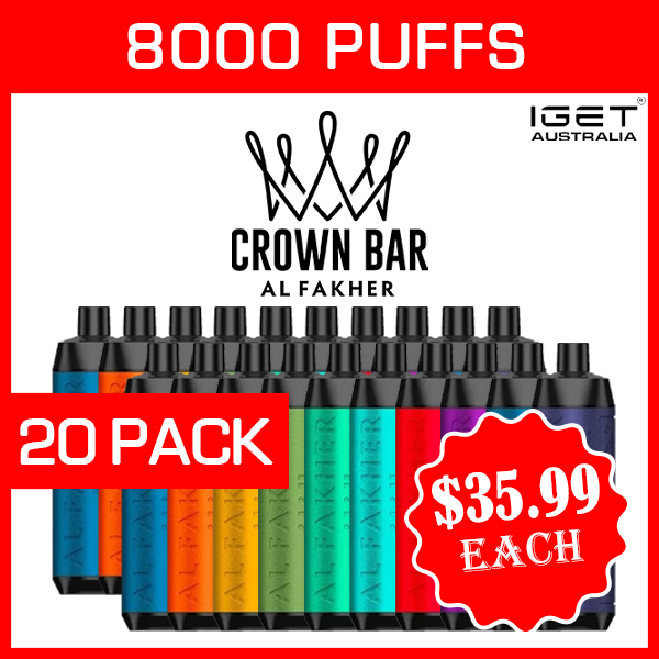 ALFAKHER CROWN BAR – 8000 PUFFS – 20 PACK
