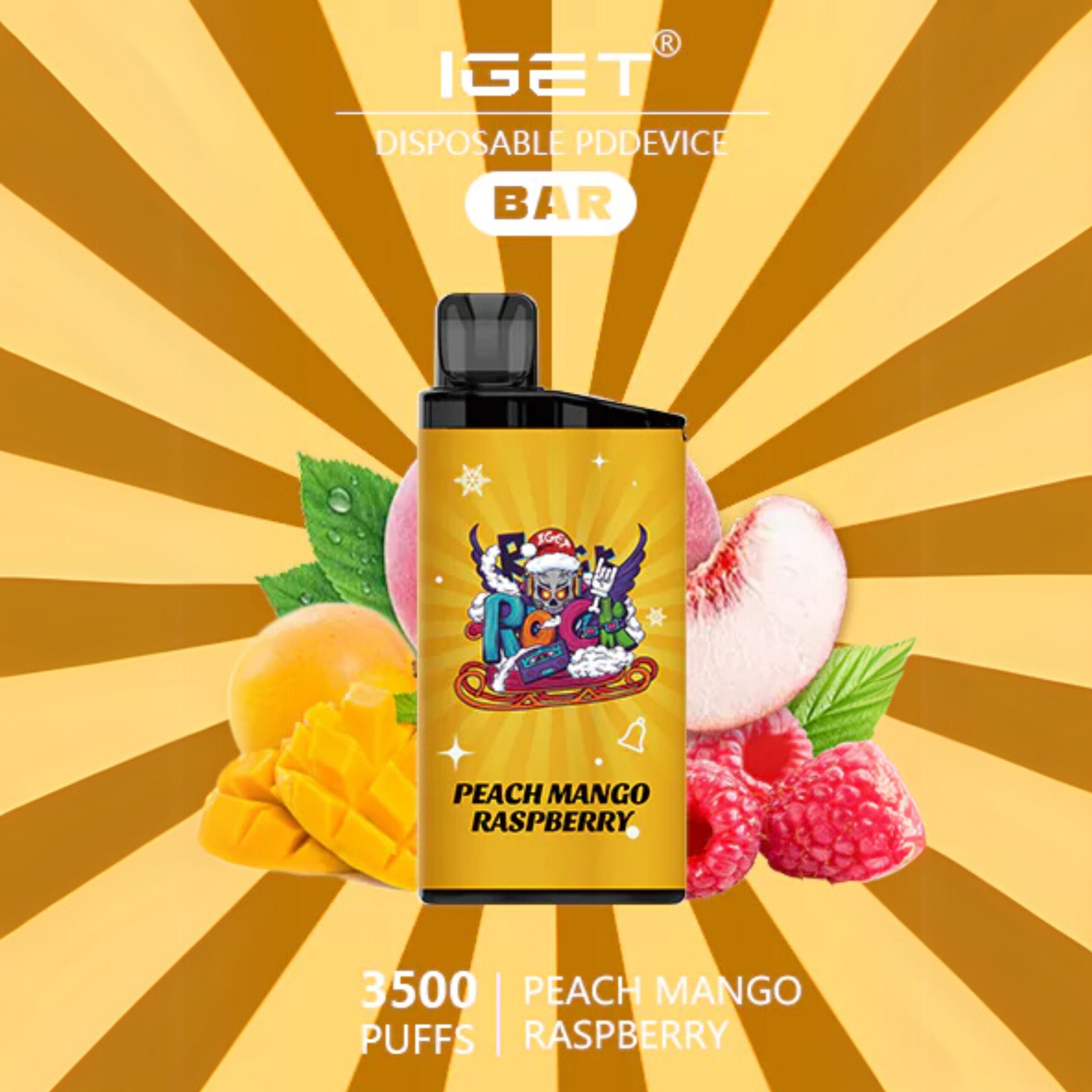 IGET BAR PEACH MANGO RASPBERRY 3500 PUFFS