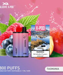 X-QLUSIVE X-POD TASMANIA (Blueberry Raspberry Peach) – 3800 PUFFS