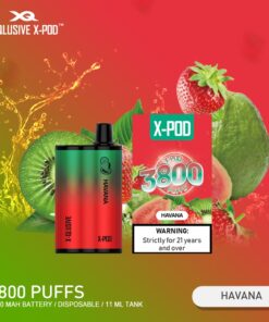 X-QLUSIVE X-POD HAVANA (Strawberry Kiwi Guava) – 3800 PUFFS
