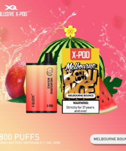 X-QLUSIVE X-POD MELBOURNE BOUNCE (Watermelon Peach Ice) – 3800 PUFFS