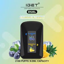 IGET DUAL 2 FLAVOURS IN 1 DEVICE PINEAPPLE ICE / BLUEBERRY ICE – 2100 PUFFS